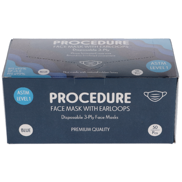 HSB - Earloop 3-PLY Masks 50/Bx ASTM Level 1 Blue, 50/bx