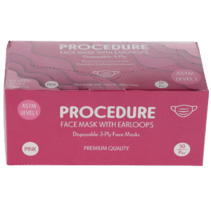 HSB - Earloop 3-PLY Masks 50/Bx ASTM Level 1 Pink, 10bx/cs