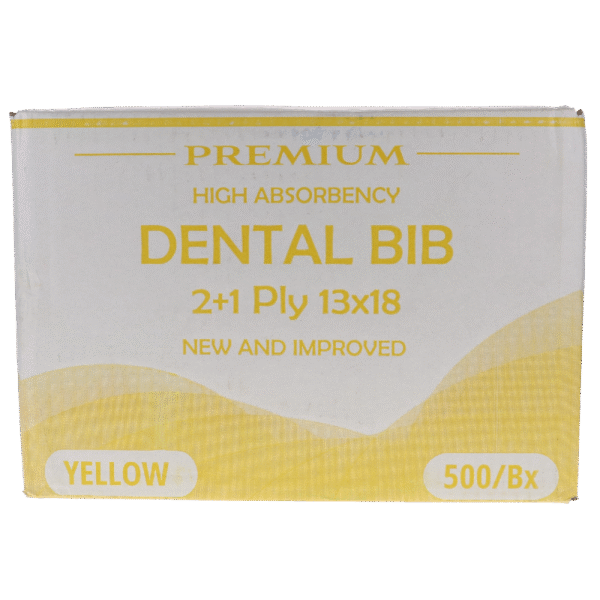 HSB - Disposable Bibs, 2+1 Ply, 13" x 18", Yellow, 500/Pk - Image 3