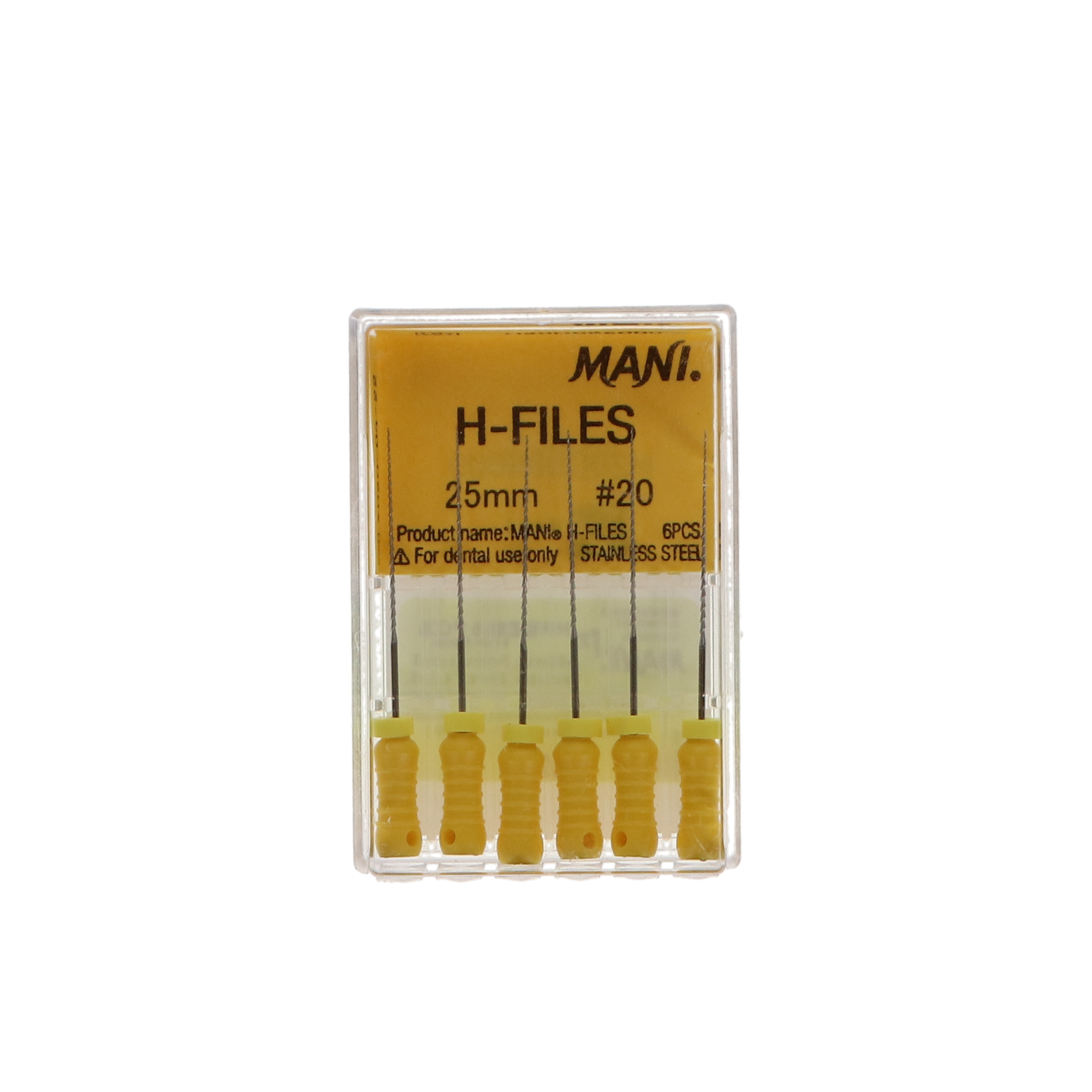 Hedstrom Files, Stainless Steel, 25 mm, # 20, Yellow, 6/Pk