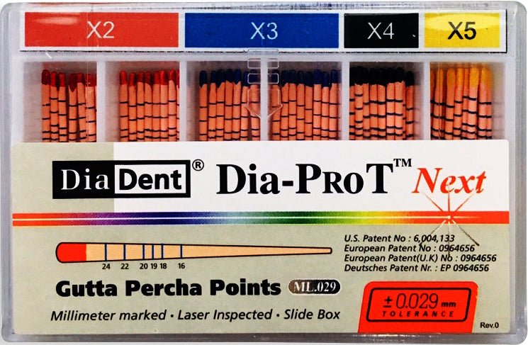 Dia-Pro T™ NEXT Gutta Percha Points, 60/Pkg, Size/Color: Size X2 Red