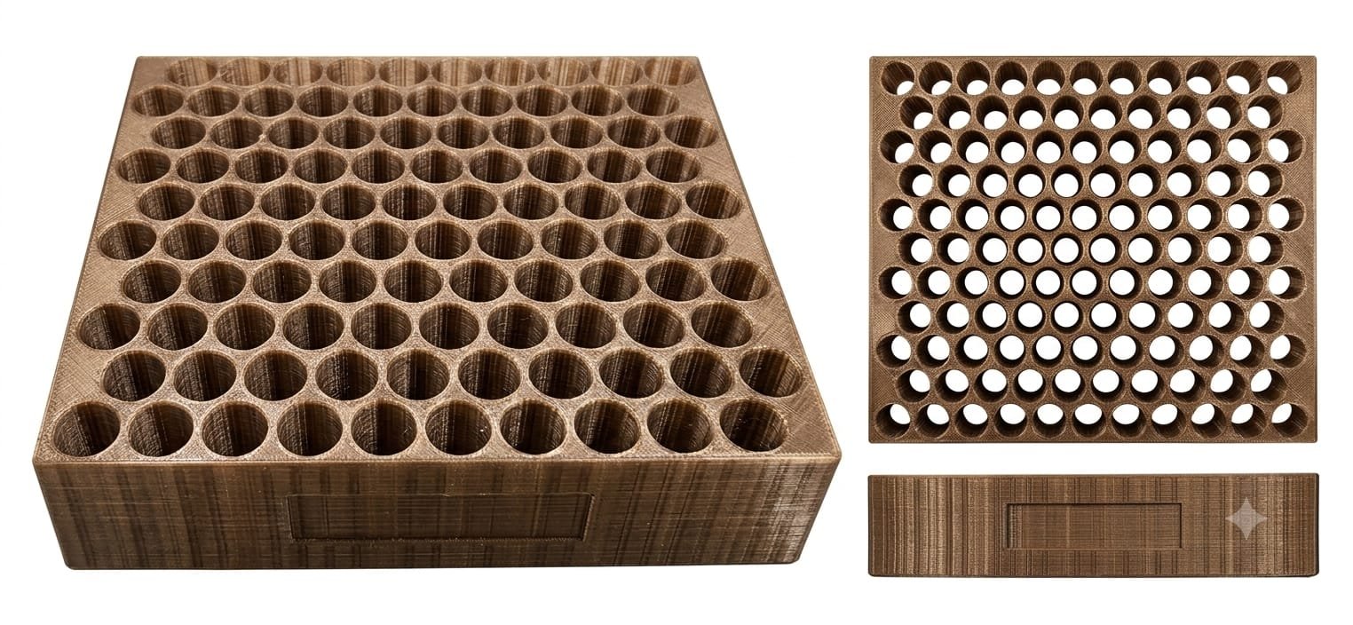 Multifunctional Polypropylene 15 mL Tube Rack – 100 Holes per racks, 50/CS - ARKS-0015R