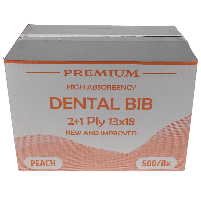 HSB - Disposable Bibs, 2+1 Ply, 13" x 18", Peach, 500/Pk - Image 2