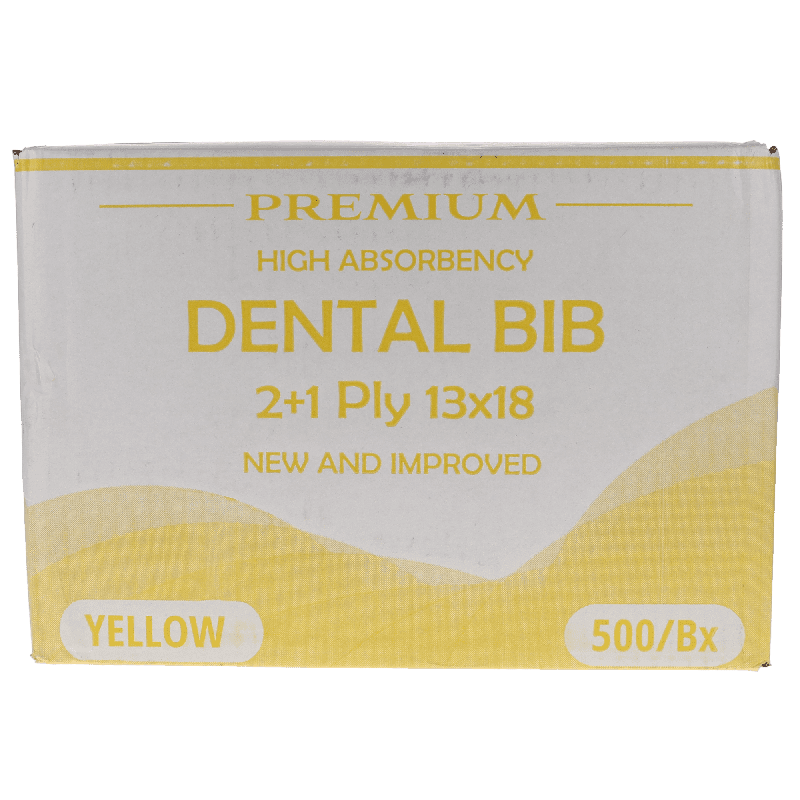 HSB - Disposable Bibs, 2+1 Ply, 13" x 18", Yellow, 500/Pk - Image 3