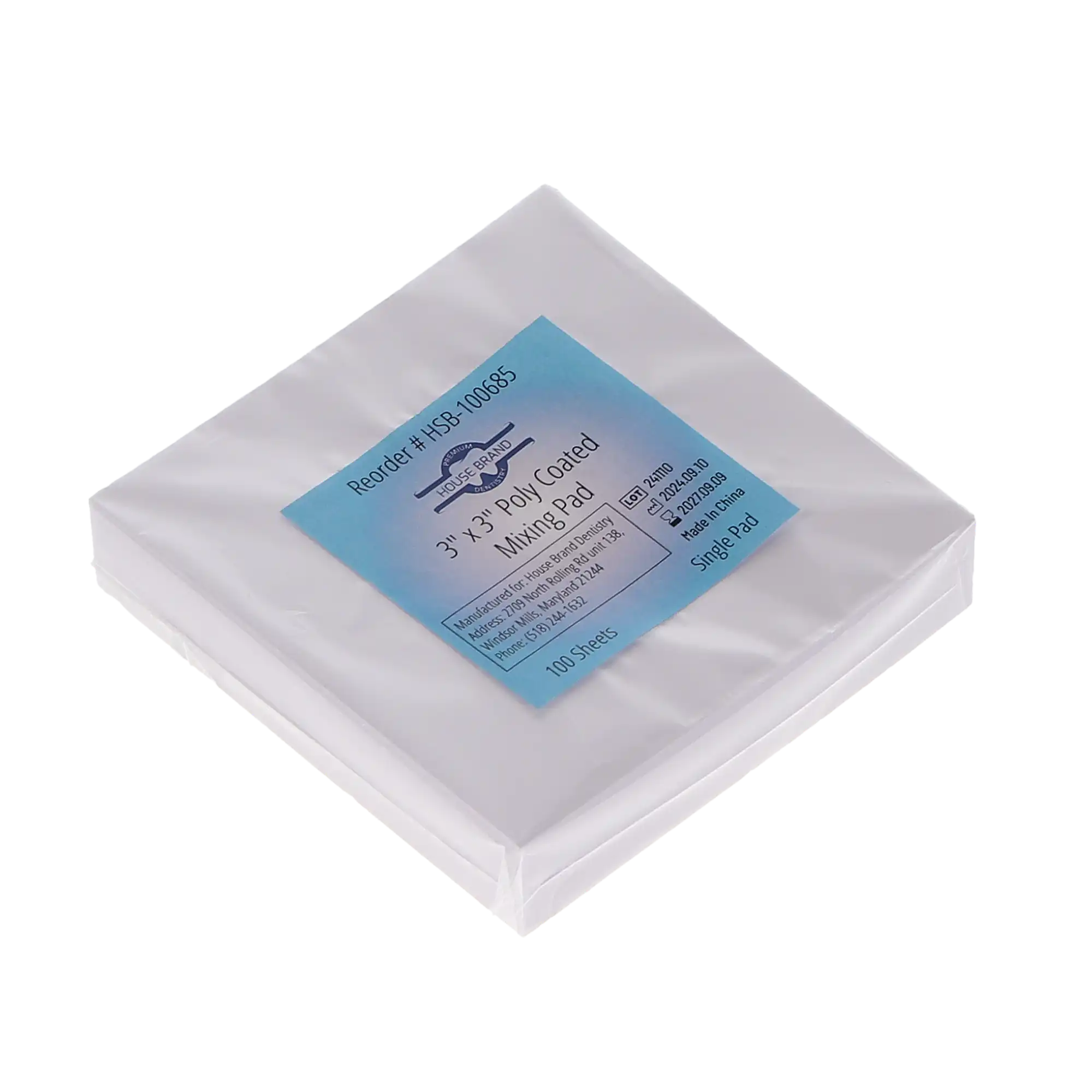 HSB 3" x 3" Poly Coated Mixing Pad 100 Sheets Single Pad (100685)
